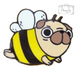 Przypinka Metal Pszczółka Mops Dog Bee Pin