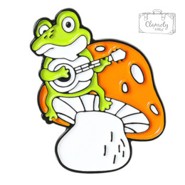 Przypinka Metal Żaba na Muchomorku Frog Pin