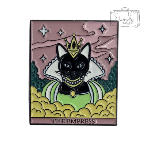 Przypinka Metalowa Kolorowa Tarot Kot w Koronie