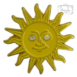 Przypinka Metalowa Słońce Sun Uśmiechnięta Twarz