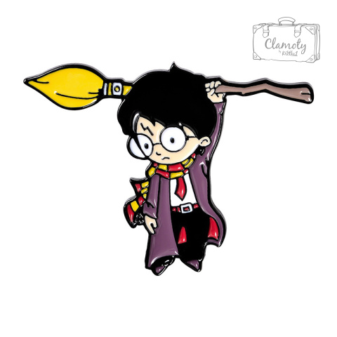Przypinka Metal Czarodziej Harry Potter z Miotłą