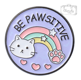 Pin Metal Cat Round Be Pawsitive Cat Pin