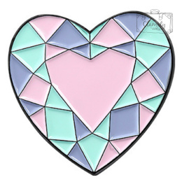Pin Metal Beautiful Colorful Diamond Heart