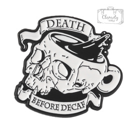 Pin Metal Mug Skull Death Before Decaf