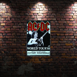 Tablica Ozdobna Blacha AC DC World Tour 1988 Retro Vintage