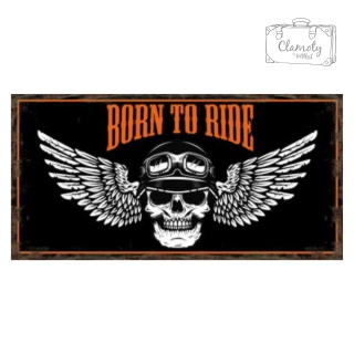 Tablica Ozdobna Blacha Born To Ride Motor Skull Retro Vintage