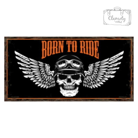 Tablica Ozdobna Blacha Born To Ride Motor Skull Retro Vintage