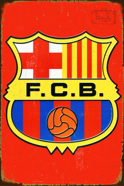 Tablica Ozdobna Blacha FCB F.C. Barcelona Logo Retro Vintage