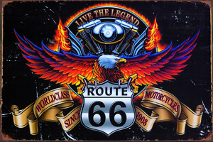 Tablica Ozdobna Blacha Live The Legend Route 66 Retro Vintage