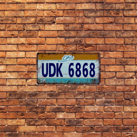 Tablica Ozdobna Blacha Ohio UDK 6868 Retro Vintage