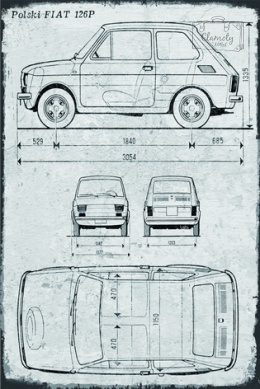 Tablica Ozdobna Blacha Przekrój Fiat 126p Retro Vintage