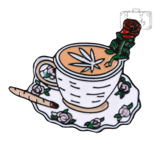 Metalowa Przypinka Kawa Coffee Marihuana