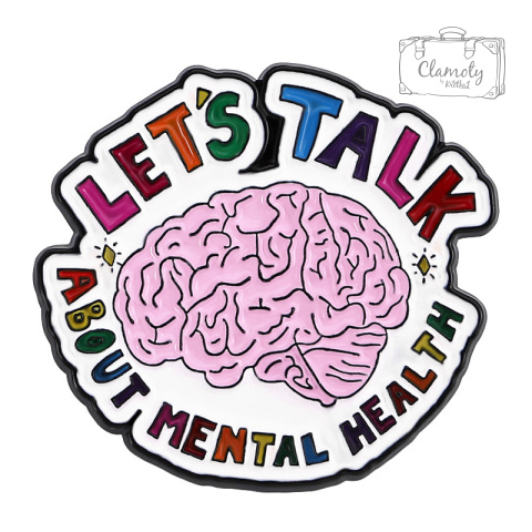 Metalowa Przypinka Mózg Let's Talk