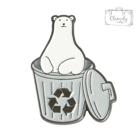 Metalowa Przypinka Niedźwiedź W Koszu