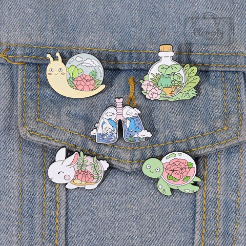 Metalowa Przypinka Płuca Z Delfinami