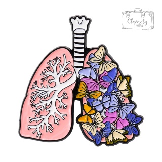 Metalowa Przypinka Płuca Z Kwiatami