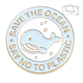 Metalowa Przypinka Save The Ocean Wieloryb