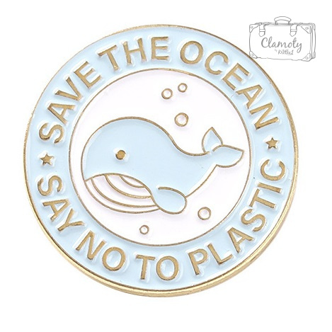 Metalowa Przypinka Save The Ocean Wieloryb