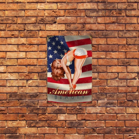 Tablica Ozdobna Blacha American Beauty Girl Retro Vintage