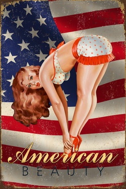 Tablica Ozdobna Blacha American Beauty Girl Retro Vintage