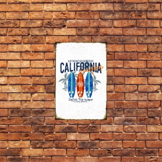Tablica Ozdobna Blacha California Surf Surfing Retro Vintage