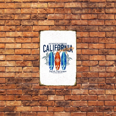 Tablica Ozdobna Blacha California Surf Surfing Retro Vintage