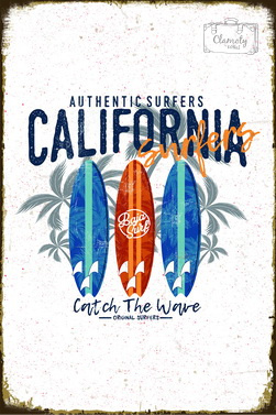 Tablica Ozdobna Blacha California Surf Surfing Retro Vintage