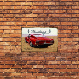 Tablica Ozdobna Blacha Czerwony Ford Mustang Fastback Retro Vintage