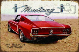 Tablica Ozdobna Blacha Czerwony Ford Mustang Fastback Retro Vintage