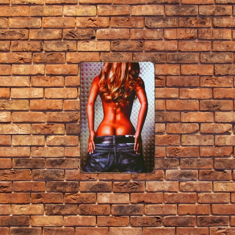 Tablica Ozdobna Blacha Girl Ass In Jeans Two Retro Vintage
