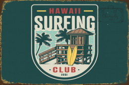 Tablica Ozdobna Blacha Hawaii Surfing Club Retro Vintage