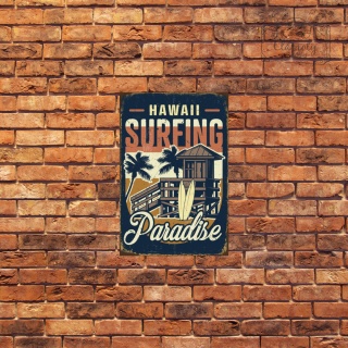 Tablica Ozdobna Blacha Hawaii Surfing Paradise Retro Vintage