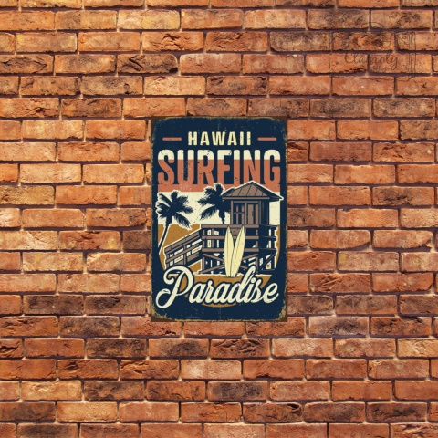 Tablica Ozdobna Blacha Hawaii Surfing Paradise Retro Vintage