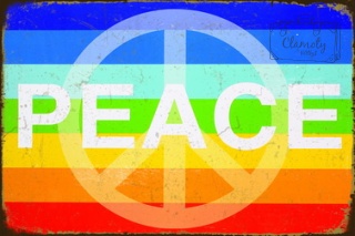 Tablica Ozdobna Blacha Peace LGBT Rainbow Retro Vintage