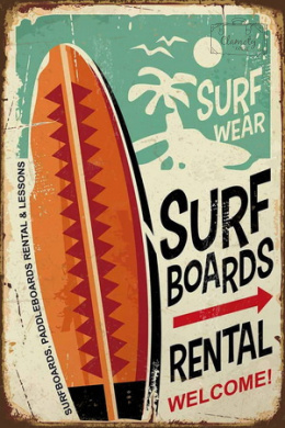 Tablica Ozdobna Blacha Surf Boards Surf Wear Retro Vintage