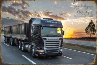 Tablica Ozdobna Blacha Truck Scania On The Road Retro Vintage