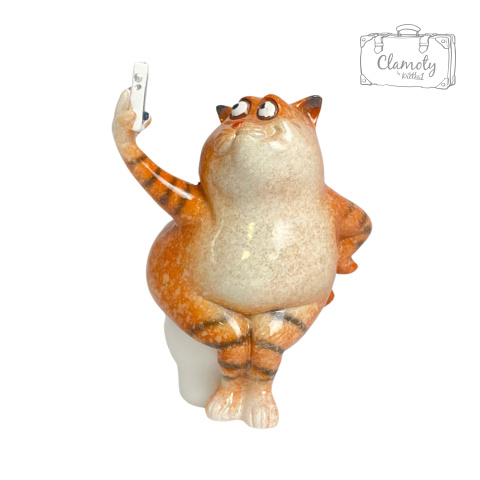 Figurka Dekoracyjna Ozdoba Rudy Kot Na Toalecie