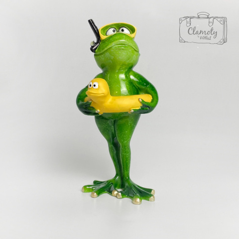 Figurka Porcelanowa Zielona Żaba Nurek Kaczuszka