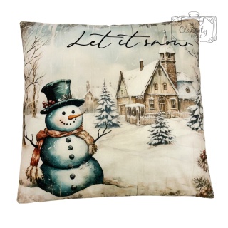 Poszewka Dekoracyjna Świąteczna Bałwan Let It Snow 45x45