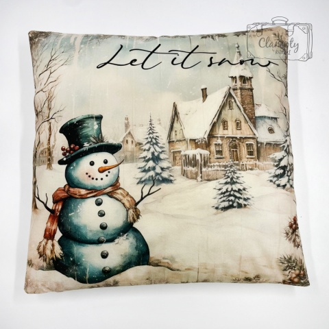 Poszewka Dekoracyjna Świąteczna Bałwan Let It Snow 45x45