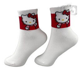 Skarpetki Bawełniane Białe Hello Kitty Damskie 36-40