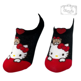 Skarpetki Bawełniane Stopki Czarne Hello Kitty Damskie 36-40