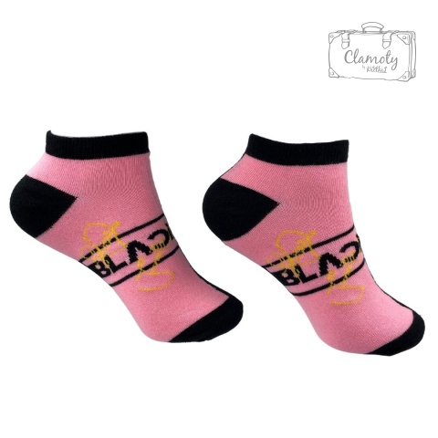 Skarpetki Stopki Różowo Czarne Black Pink Damskie 36-40