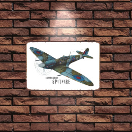 Tablica Ozdobna Blacha 20x30 cm Brytyjski Myśliwiec Spitfire Retro Vintage