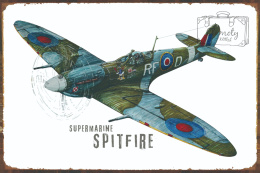Tablica Ozdobna Blacha 20x30 cm Brytyjski Myśliwiec Spitfire Retro Vintage