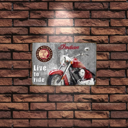 Tablica Ozdobna Blacha 20x30 cm Live To Ride Indian Motors Retro Vintage