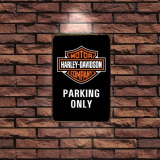 Tablica Ozdobna Blacha 20x30 cm Parking Only Tylko Harley Davidson Retro Vintage