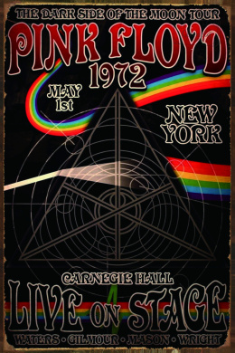 Tablica Ozdobna Blacha 20x30 cm Pin Floyd Nowy Jork 1972 Retro Vintage