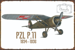 Tablica Ozdobna Blacha 20x30 cm Polkski Myśliwiec PZL P.11 Retro Vintage