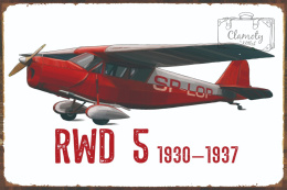 Tablica Ozdobna Blacha 20x30 cm Polski Samolot RWD 5 Retro Vintage